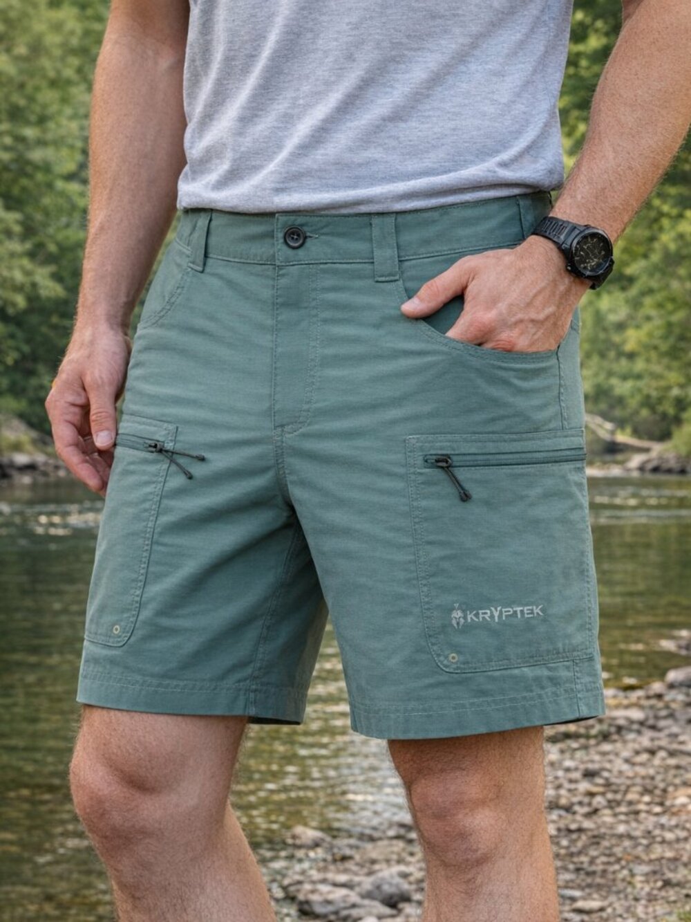 Kryptek Fishing Shorts Cargo Performance Outdoor Green Size 32